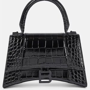 Balenciaga Hourglass Handbag - Black Crocodile